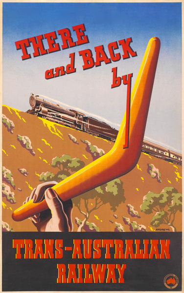 TRAVEL POSTER - There and Back by Trans-Australian Railway