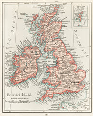 Universal Atlas of the World, A cartographic map of the British Isles. published in 1900