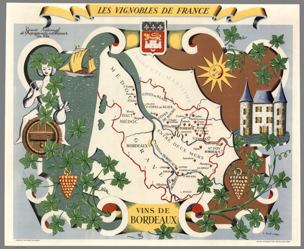 Vineyards of France Wall Map - Wines of Bordeaux