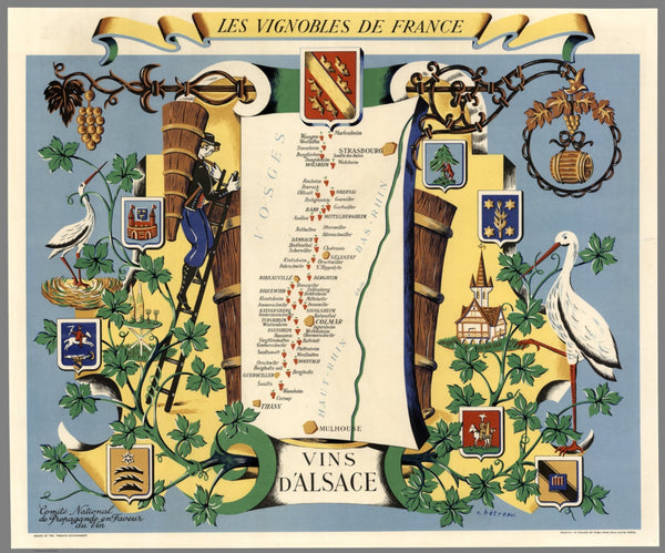 Vineyards of France Wall Map - Wines of Alsace