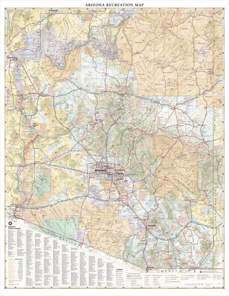 Buy Arizona Recreation 711 x 948mm Wall Map