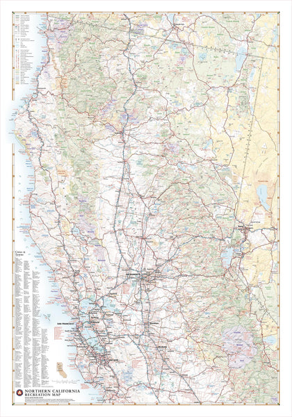 Buy Northern California Recreation 711 x 1016mm Wall Map