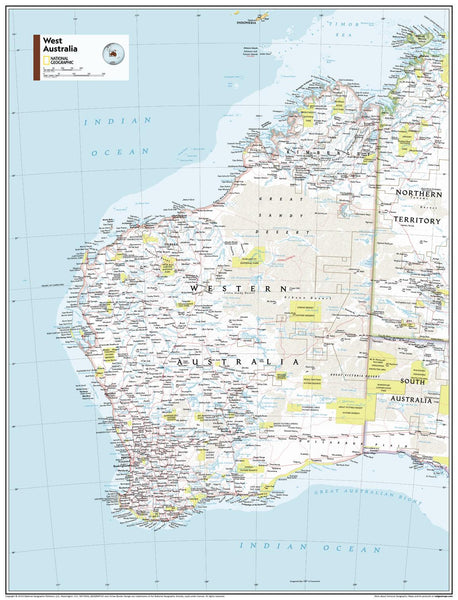 West Australia National Geographic Wall Map