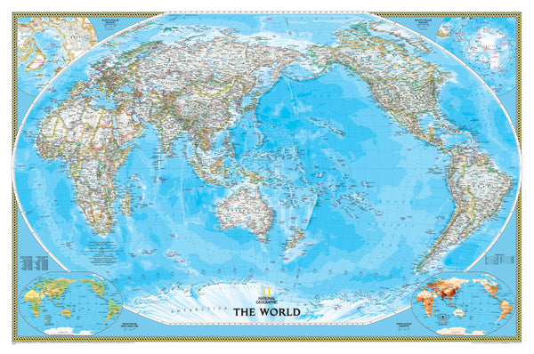 World Political National Geographic 1100 x 780mm (Pacific Centred) Wall Map