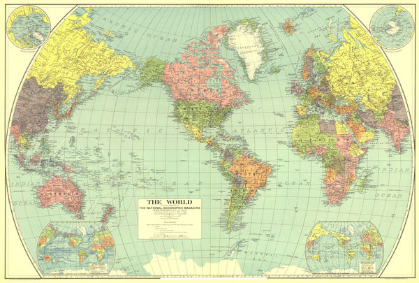 World Wall Map 1932 by National Geographic