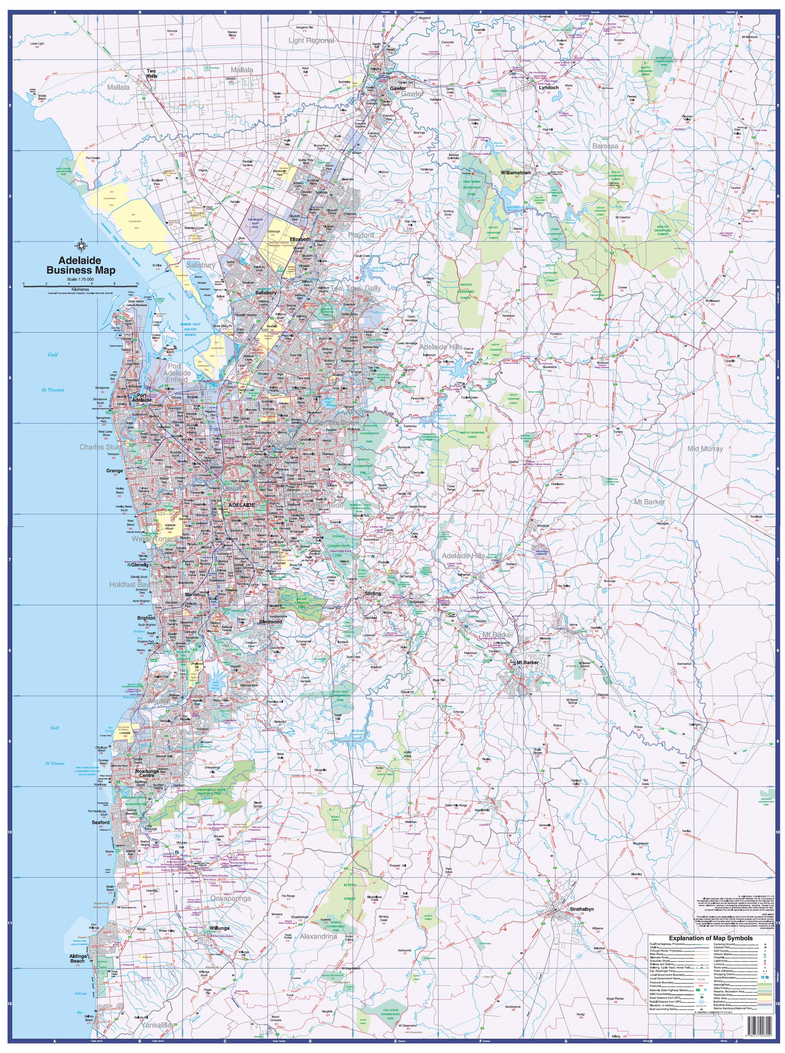 Buy Adelaide Business Map UBD Laminated, Wall Map - Mapworld