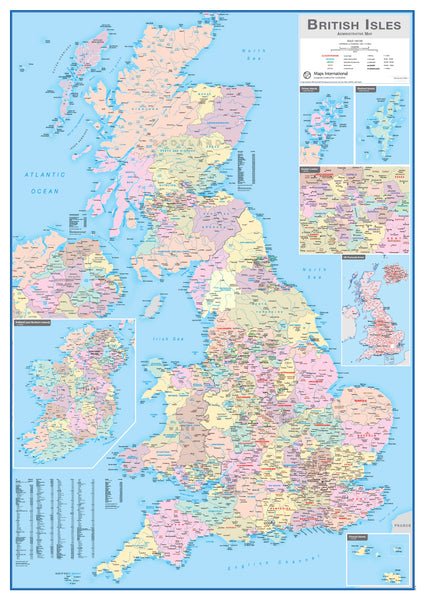 British Isles Administrative Maps International 841 x 1189mm Wall Map