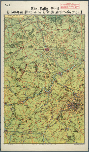 Daily Mail Bird's Eye View of the British Front 1918 No 1 North