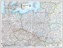 Central Europe Classic  National Geographic 798 x 610mm Wall Map