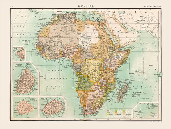 Historic Map of Africa (1898) by Collins