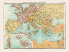 Historic Map of Central Europe and The Mediterranean (1898) by Collins