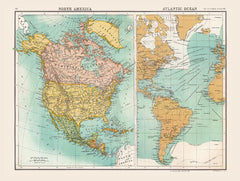 Historic Map of North America and Atlantic Ocean (1898) by Collins