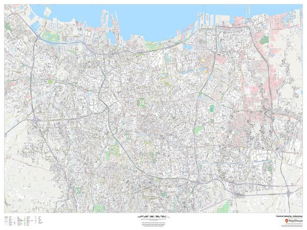 Jakarta - Indonesia Wall Supermap 1219 x 914mm