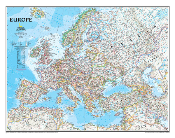 Europe National Geographic 772 x 605mm Wall Map