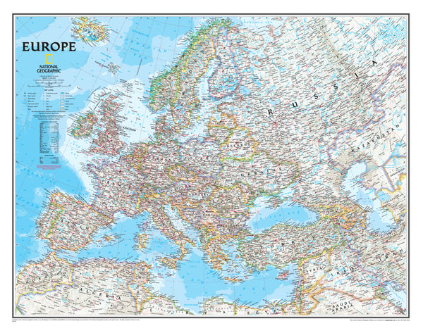 Europe National Geographic 1171 x 911 mm Wall Map