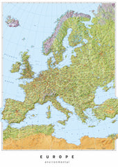 Europe Oxford Cartographers Environmental 594 x 841mm Wall Map