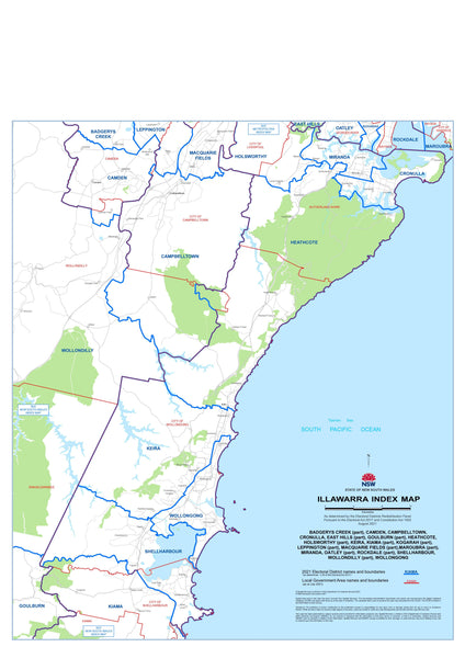 New South Wales State Electoral Divisions and Local Government Areas Map - ILLIWARRA