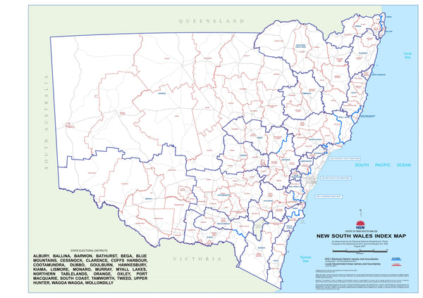 New South Wales State Electoral Divisions and Local Government Areas Map - OTHER STATE