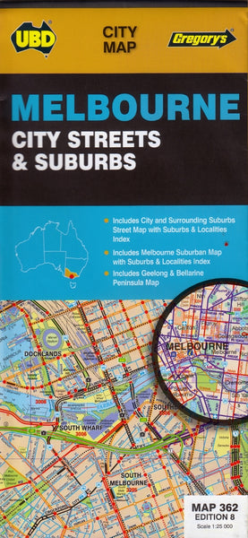 Melbourne City Streets and Suburbs Map UBD 362 8th Edition