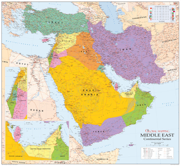 Middle East Political Wall Map