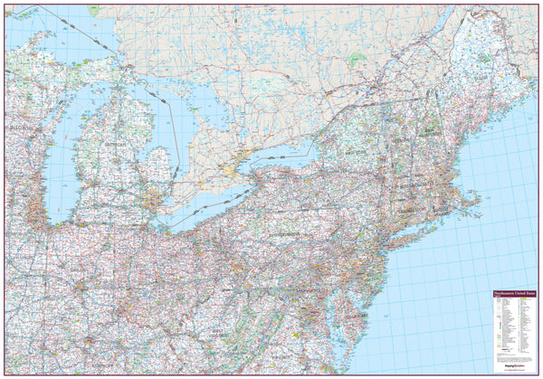 Northeastern United States Wall Map 1325 x 928mm