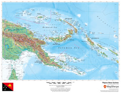 Papua New Guinea Wall Map 1118 x 864mm