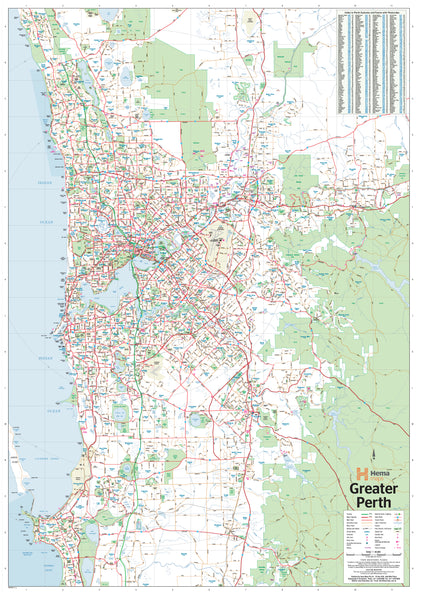 Perth & Region Hema 700 x 1000mm Paper Wall Map