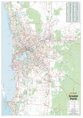 Perth & Region Hema 1000 x 1430mm Supermap Laminated Wall Map with Hang Rails