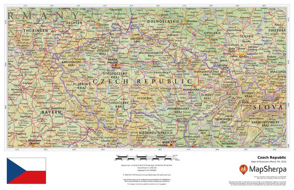 Czech Republic Wall Map 1000 x 645 mm