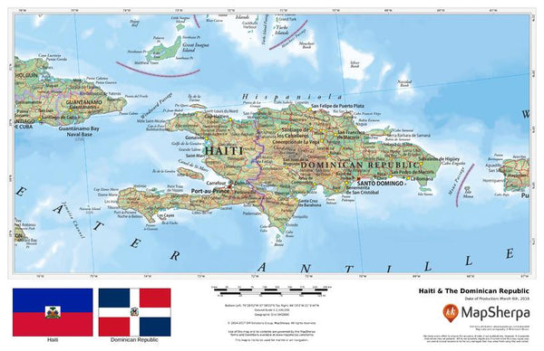 Haiti & Dominican Republic Wall Map 864 x 558 mm