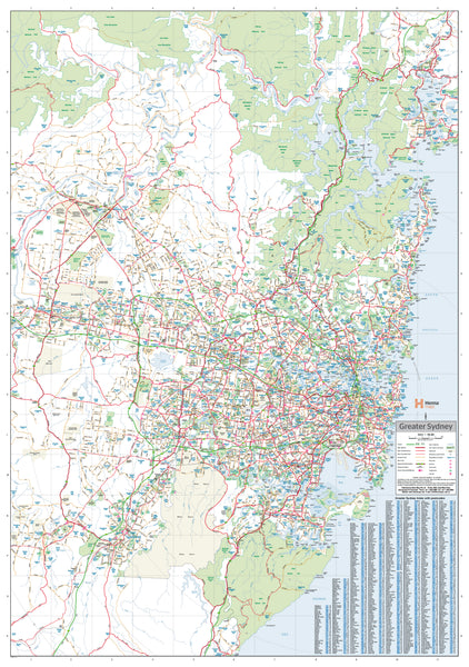 Sydney & Region Hema 700 x 1000mm Canvas Wall Map