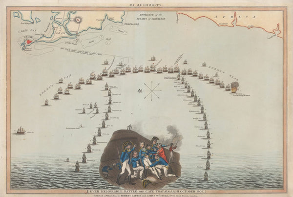 Battle of Trafalgar Historic Wall Map Laurie & Whittle 1805