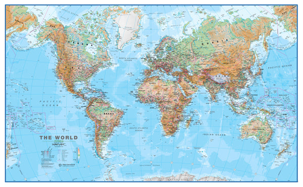 Physical World Maps International 2024 1360 x 840mm Wall Map