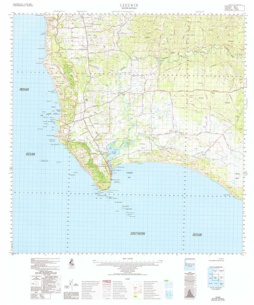 Buy 1929 Leeuwin 1:100k Topographic Map