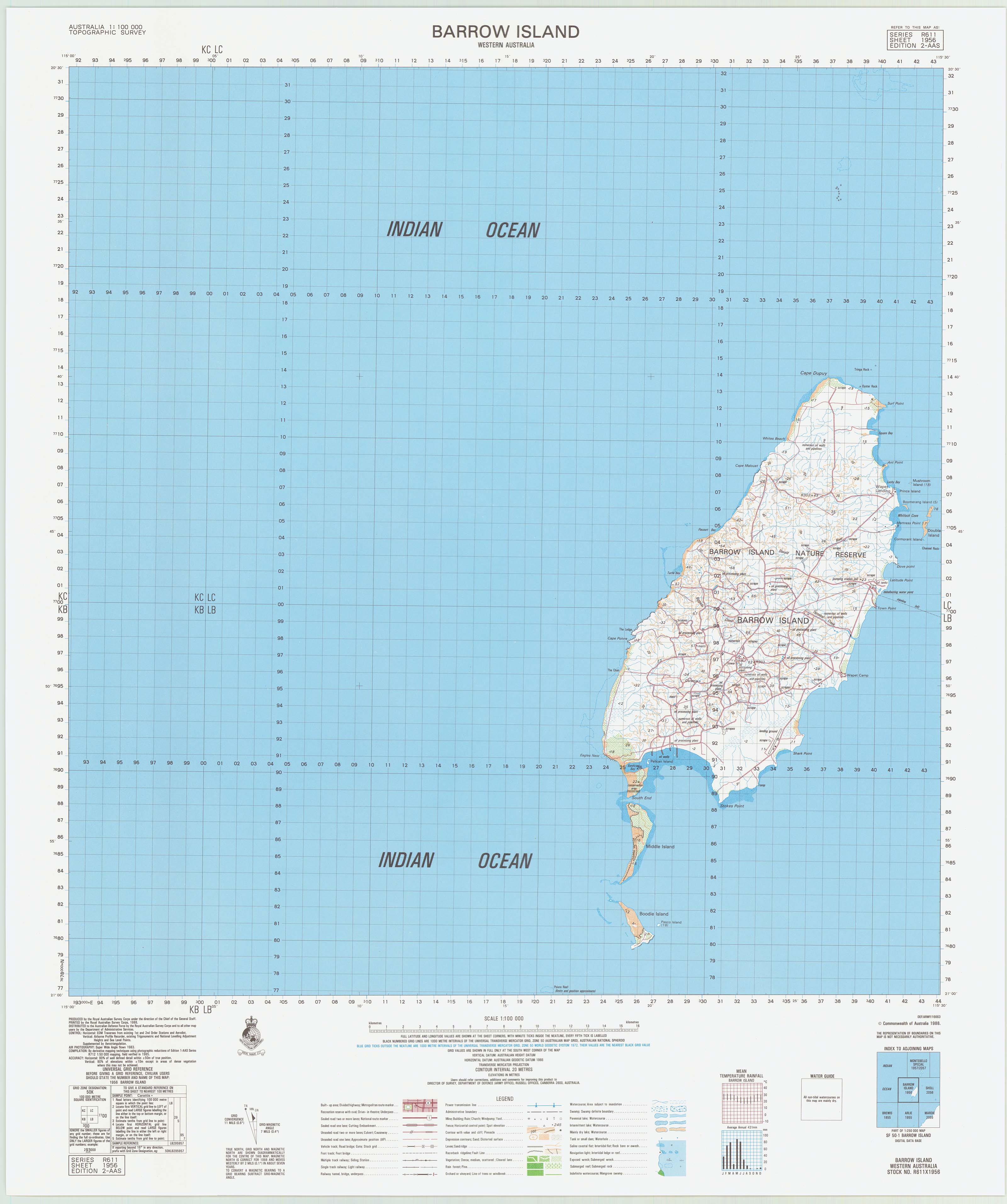 1956 Barrow Island 1 100k Topographic Map