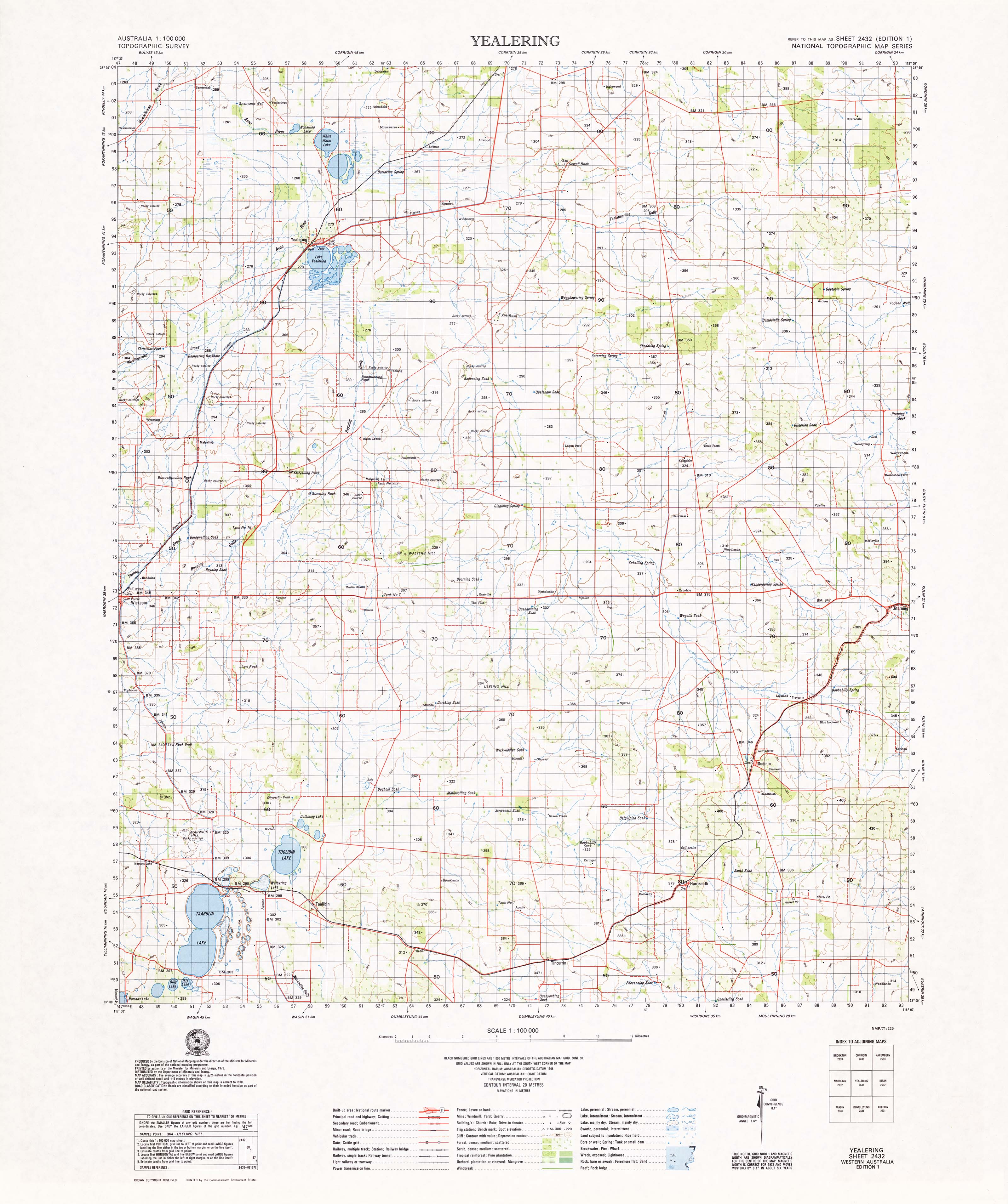 Buy 2432 Yealering 1:100k Topographic Map