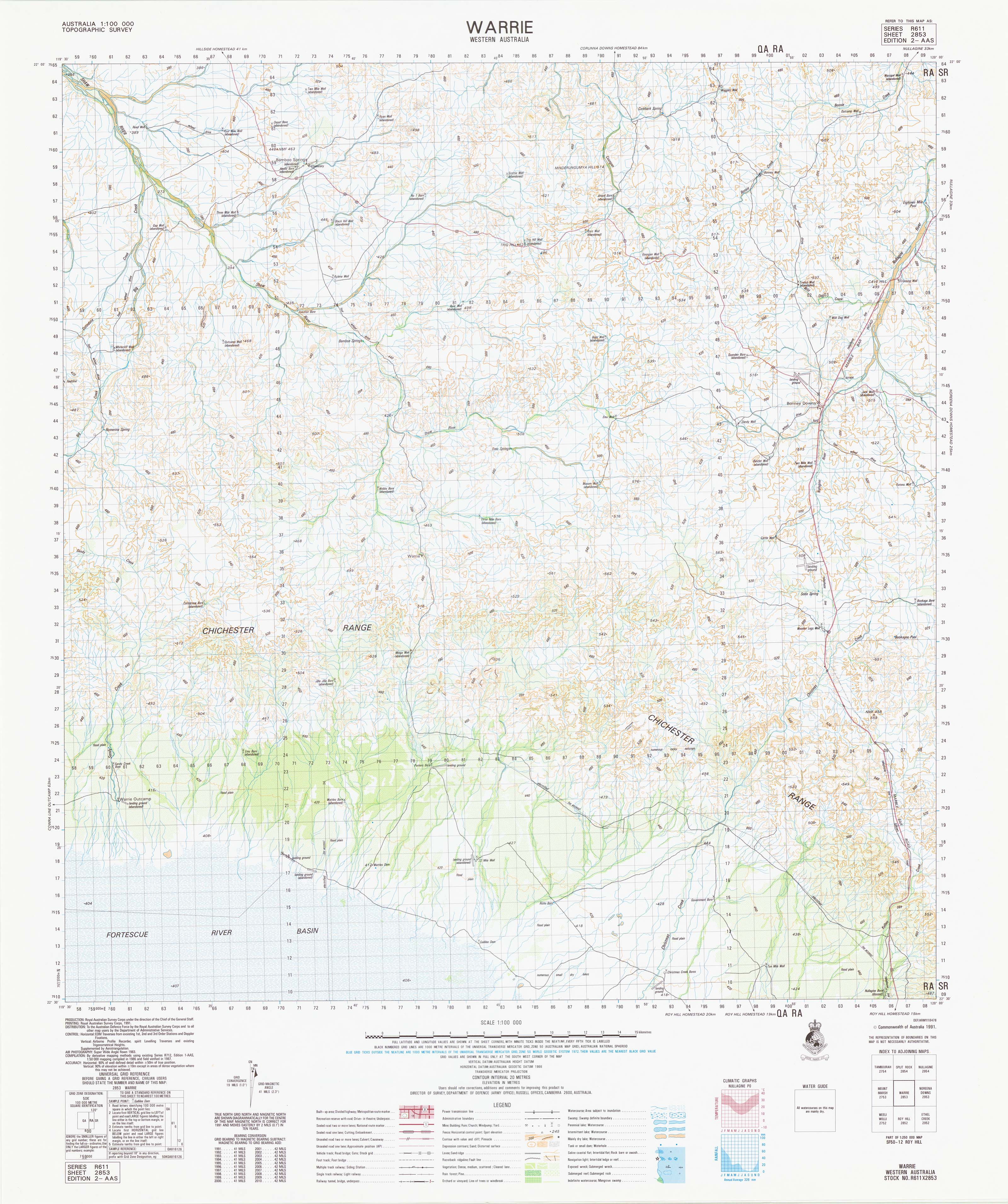 Buy 2853 Warrie 1:100k Topographic Map