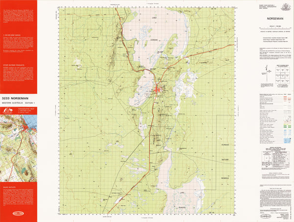 3233 Norseman 1:100k Topographic Map