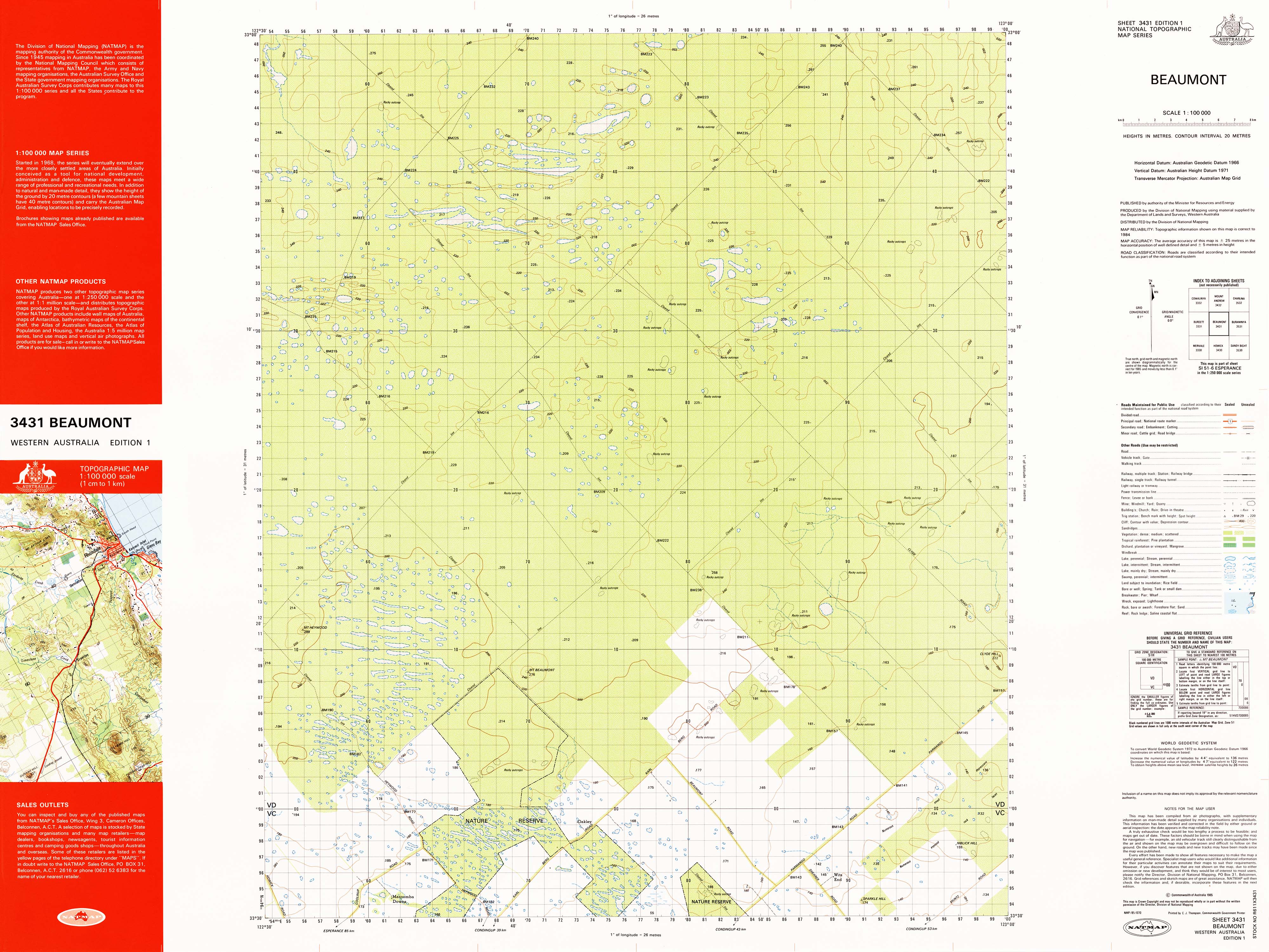 3431 Beaumont 1 100k Topographic Map