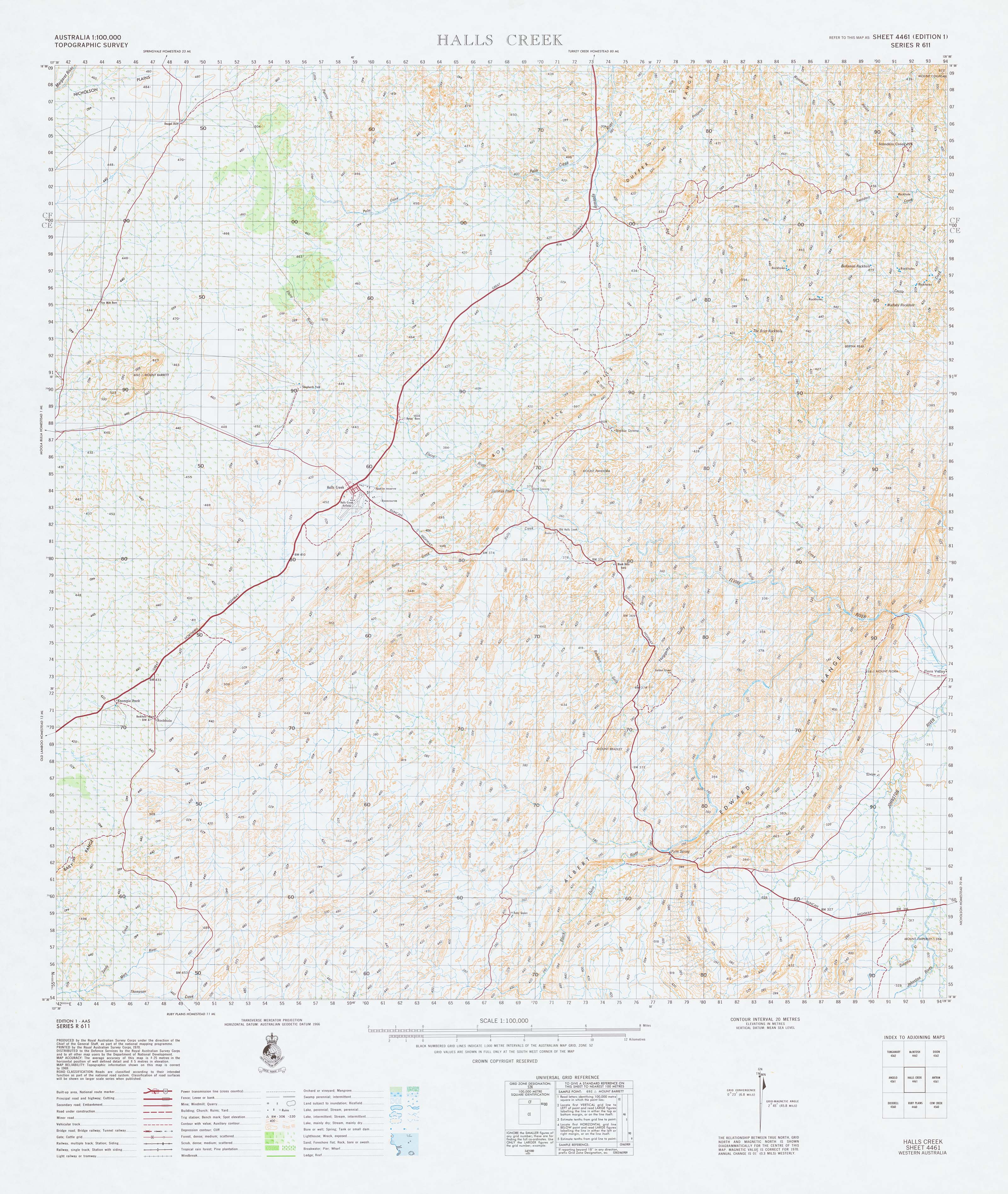 Buy 4461 Halls Creek 1100k Topographic Map 0761