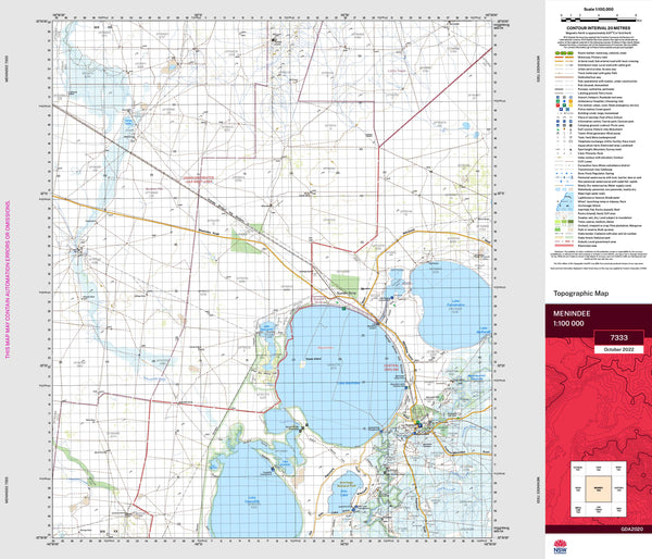 Menindee 7333 Topographic Map 1:100k