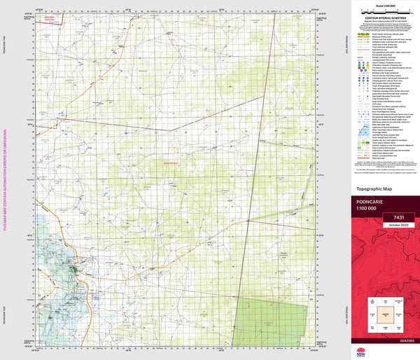 Pooncarie 7431 Topographic Map 1:100k