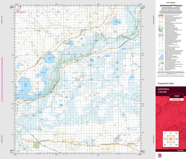 Nartooka 7433 Topographic Map 1:100k