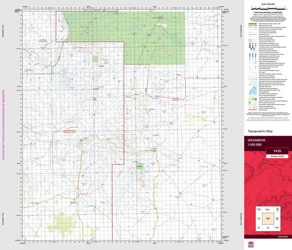 Grasmere 7435 Topographic Map 1:100k