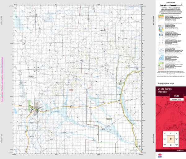 White Cliffs 7536 Topographic Map 1:100k