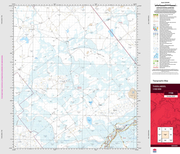 Thoolabool 7736 Topographic Map 1:100k