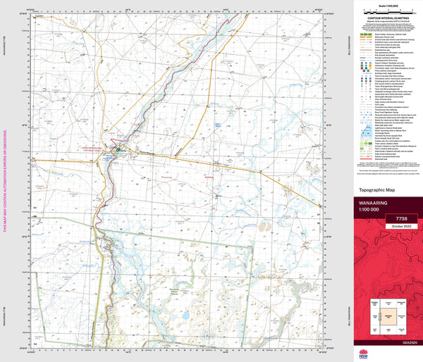 Wanaaring 7738 Topographic Map 1:100k