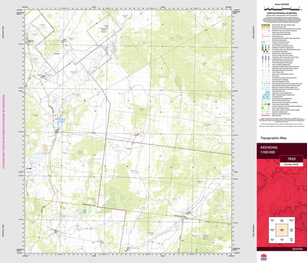 Keewong 7933 Topographic Map 1:100k