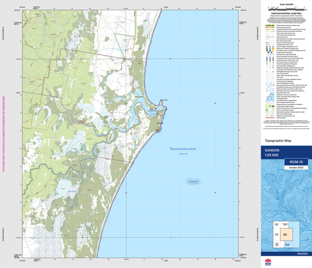 Sandon 9538-1S NSW 1:25k Topographic Map | Shop Mapworld