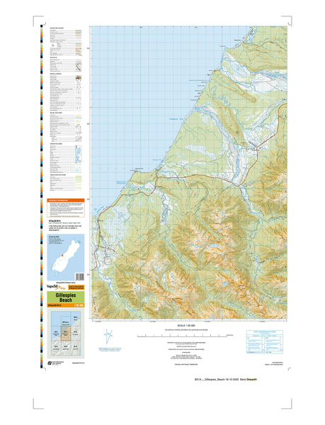 BX14 - Gillespies Beach Topo50 map